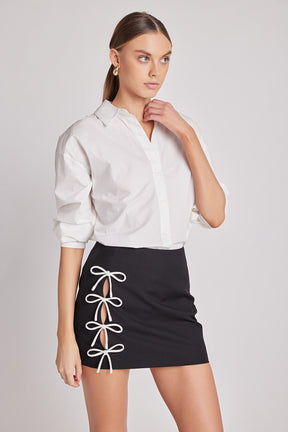 ENDLESS ROSE - Renee Bow Cut Out Mini Skirt - SKIRTS available at Objectrare
