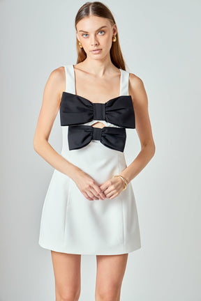 ENDLESS ROSE - Sophia Bow Cutout Mini Dress - DRESSES available at Objectrare