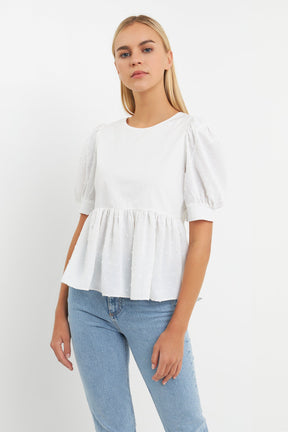 ENGLISH FACTORY - Mixed Media Swiss Dot High Low Top - TOPS available at Objectrare