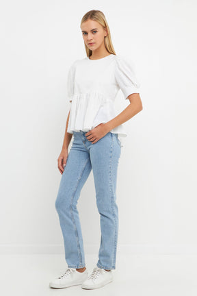 ENGLISH FACTORY - Mixed Media Swiss Dot High Low Top - TOPS available at Objectrare