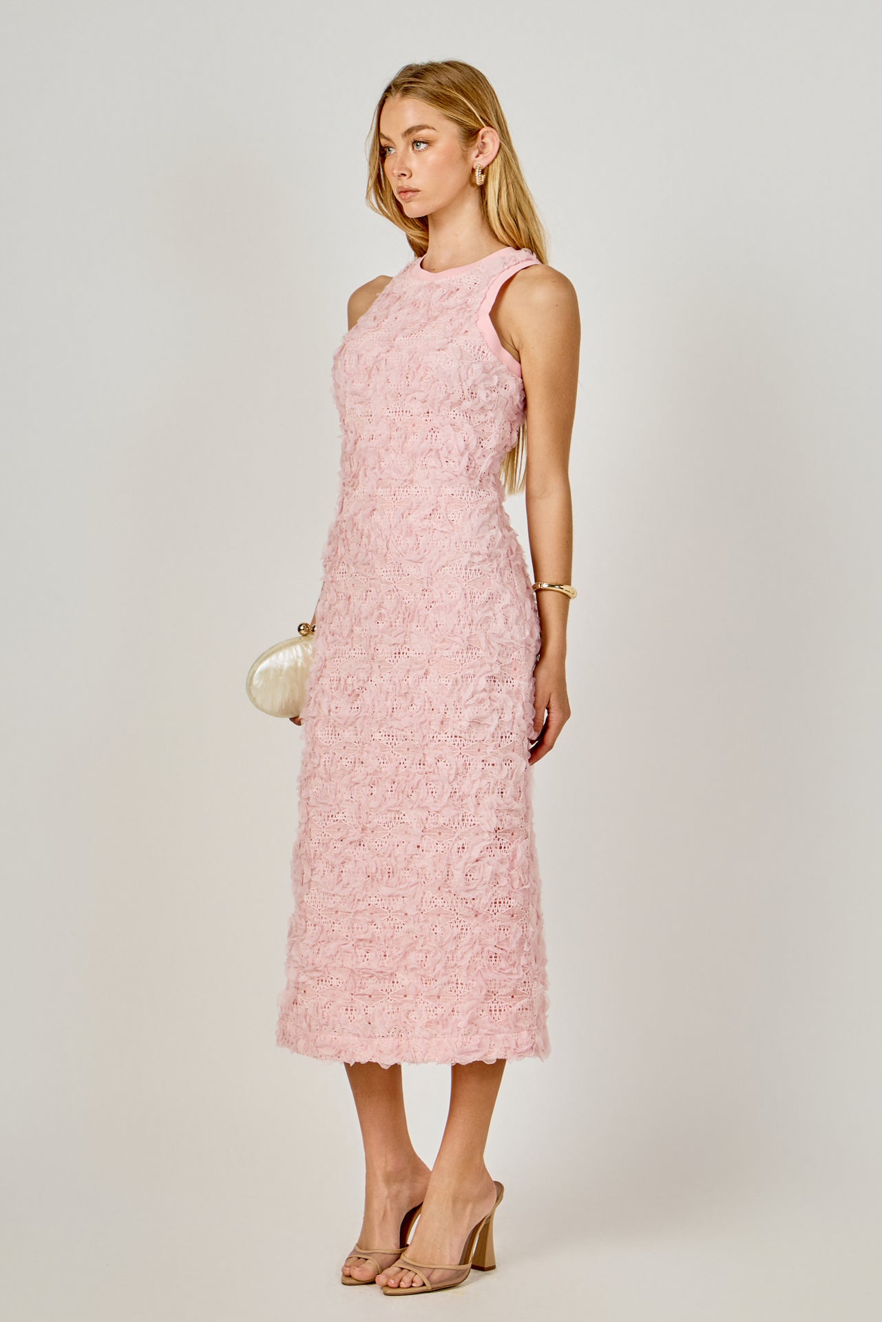 Floral Applique Midi Dress