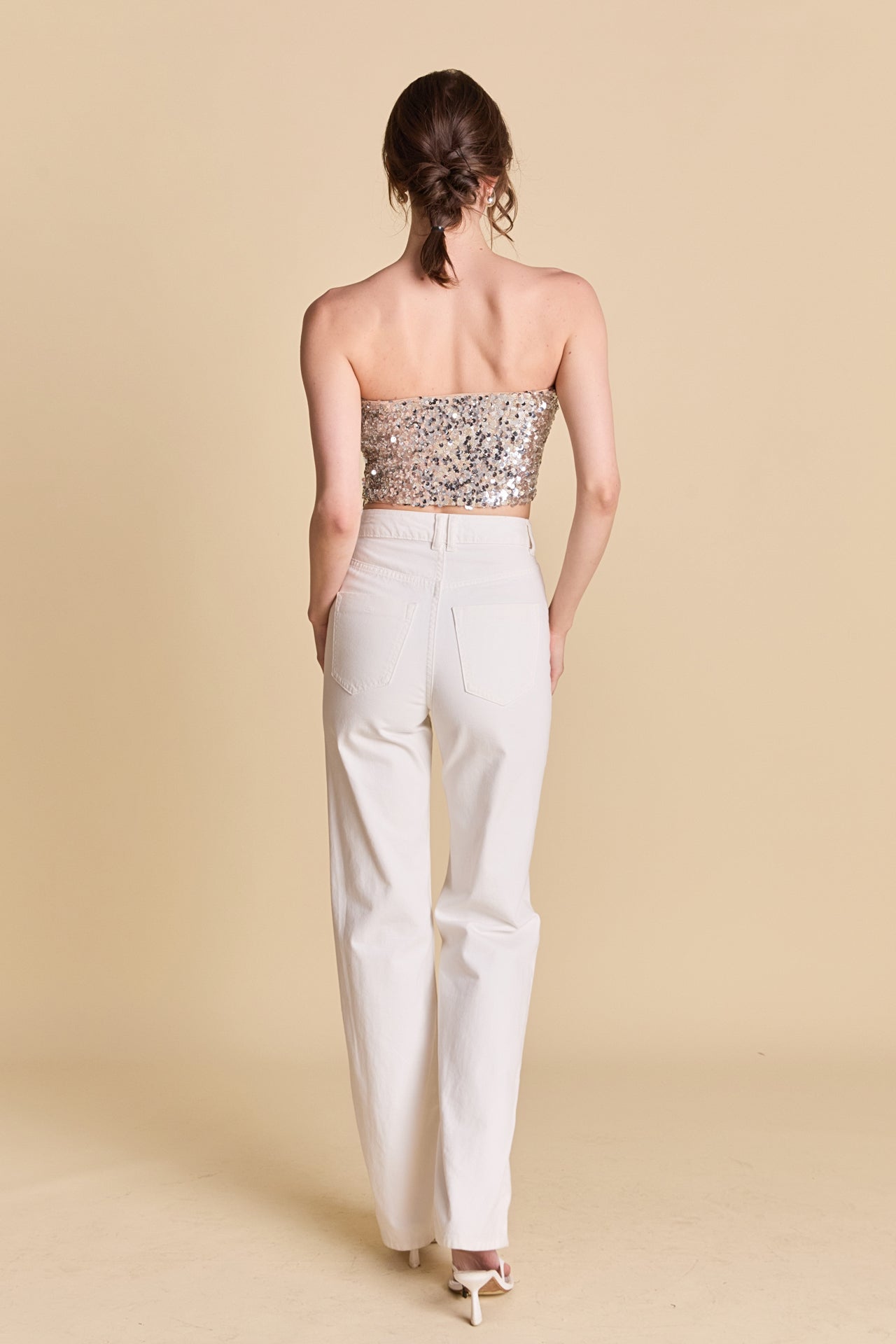 ENDLESS ROSE - Beaded Sequins Strapless Top - TOPS available at Objectrare