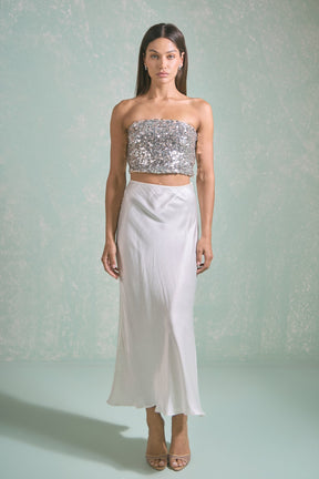 ENDLESS ROSE - Beaded Sequined Strapless Top - TOPS available at Objectrare