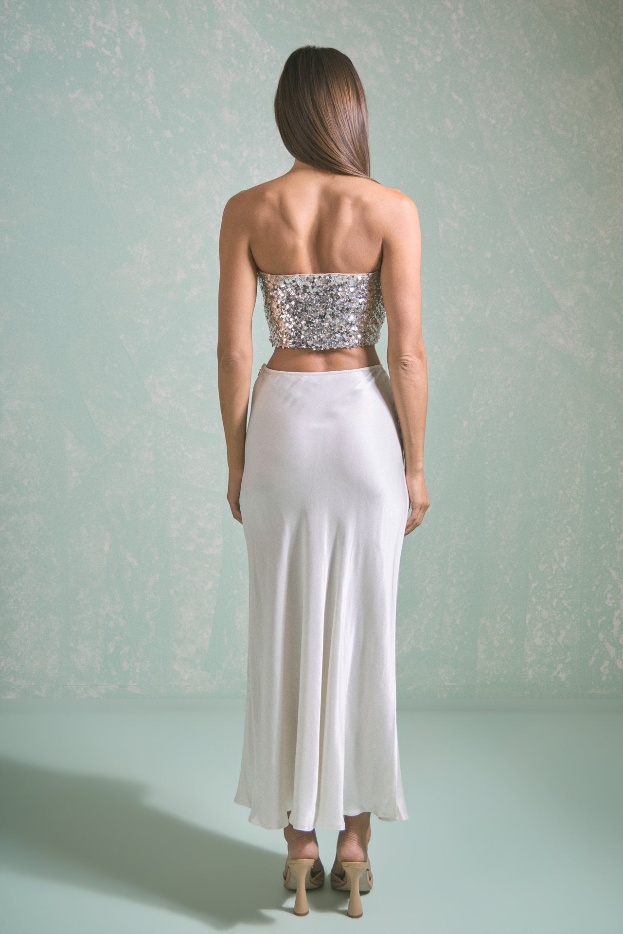 ENDLESS ROSE - Beaded Sequined Strapless Top - TOPS available at Objectrare