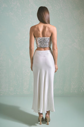 ENDLESS ROSE - Beaded Sequined Strapless Top - TOPS available at Objectrare