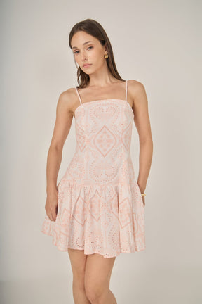 ENDLESS ROSE - Eyelet Drop Waist Mini Dress - DRESSES available at Objectrare