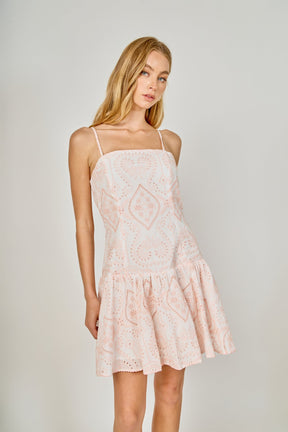 Eyelet Drop Waist Mini Dress