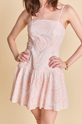 ENDLESS ROSE - Eyelet Drop Waist Mini Dress - DRESSES available at Objectrare