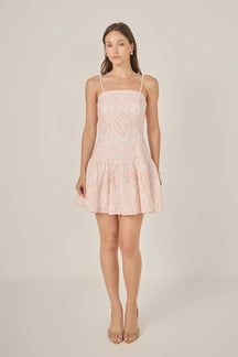 ENDLESS ROSE - Eyelet Drop Waist Mini Dress - DRESSES available at Objectrare