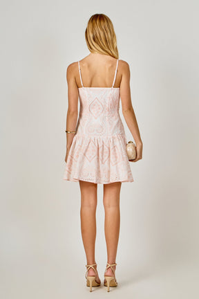 Eyelet Drop Waist Mini Dress