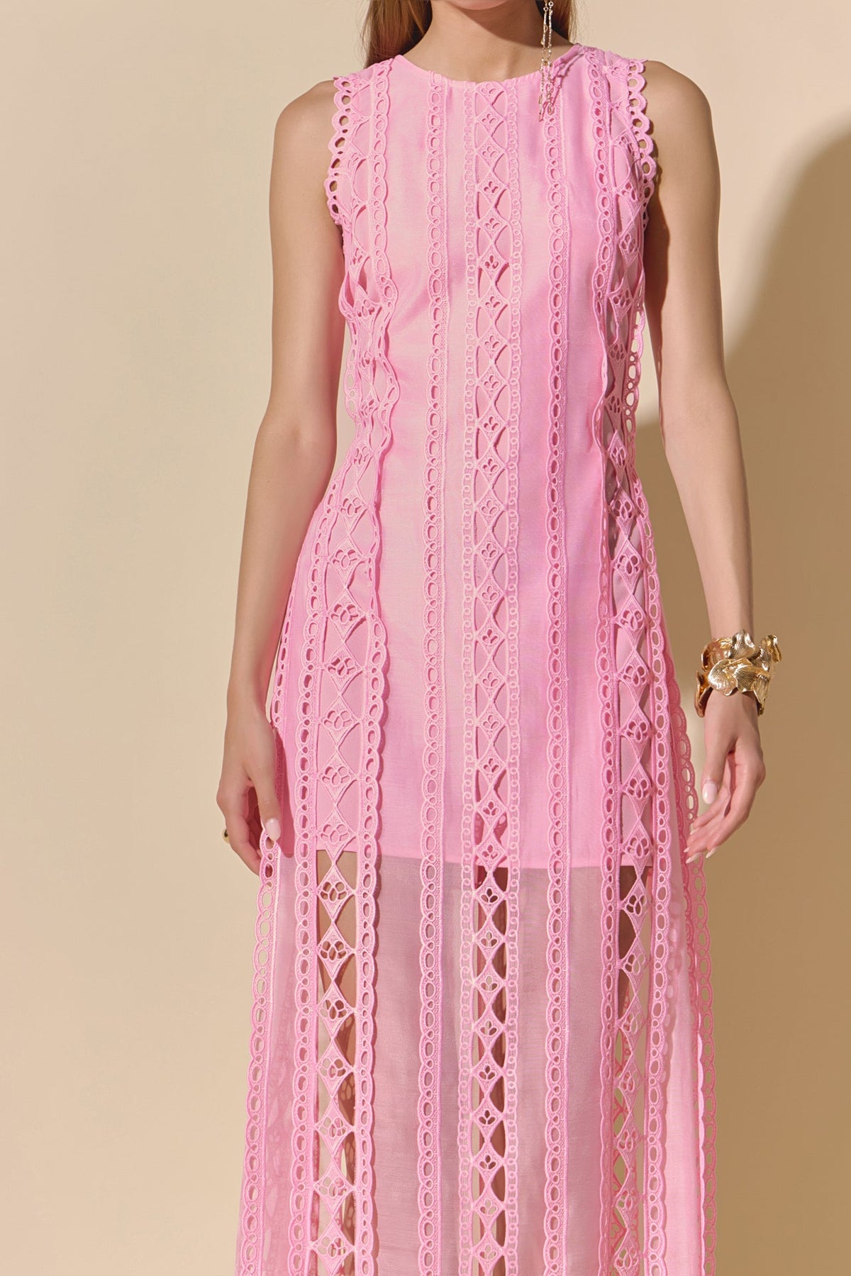 ENDLESS ROSE - Lace Tiered Midi Dress - DRESSES available at Objectrare