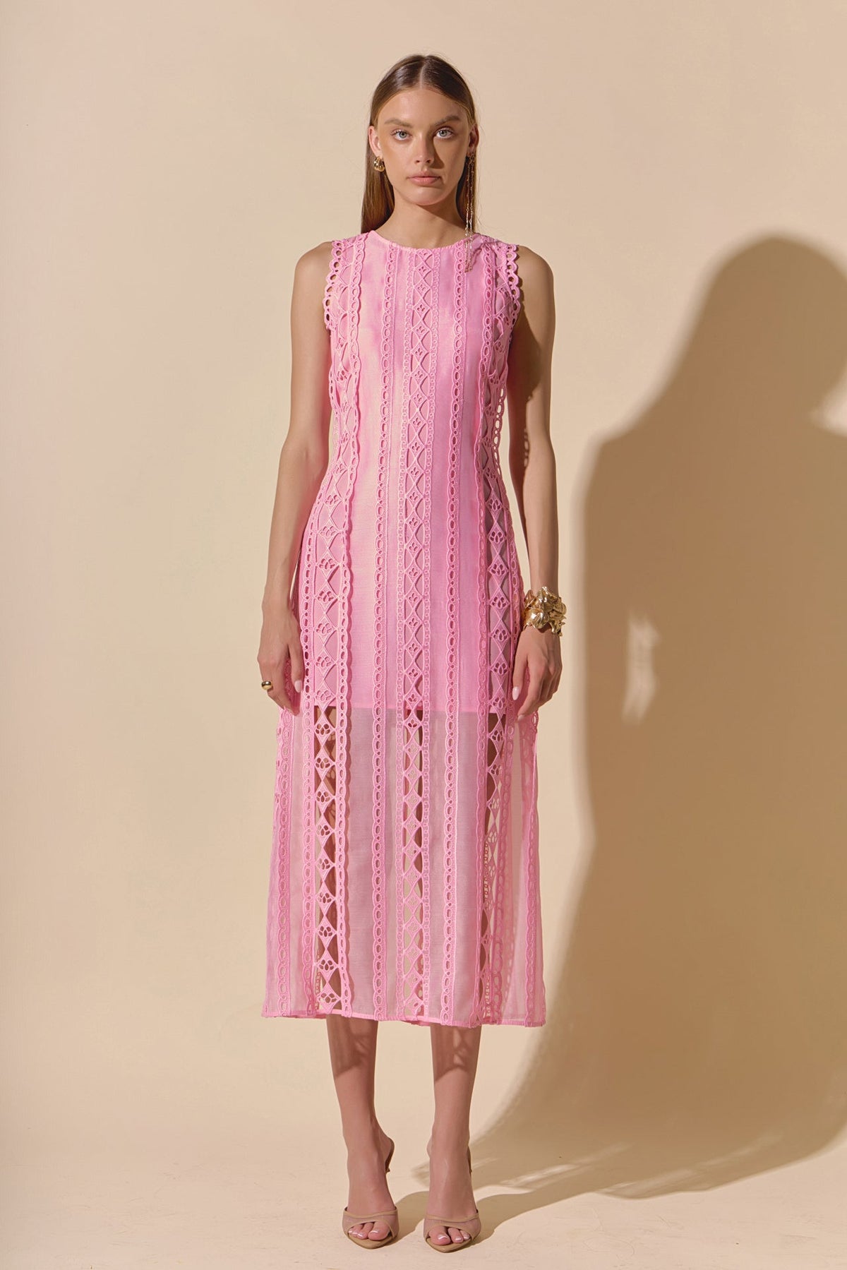 ENDLESS ROSE - Lace Tiered Midi Dress - DRESSES available at Objectrare