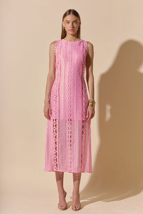ENDLESS ROSE - Lace Tiered Midi Dress - DRESSES available at Objectrare