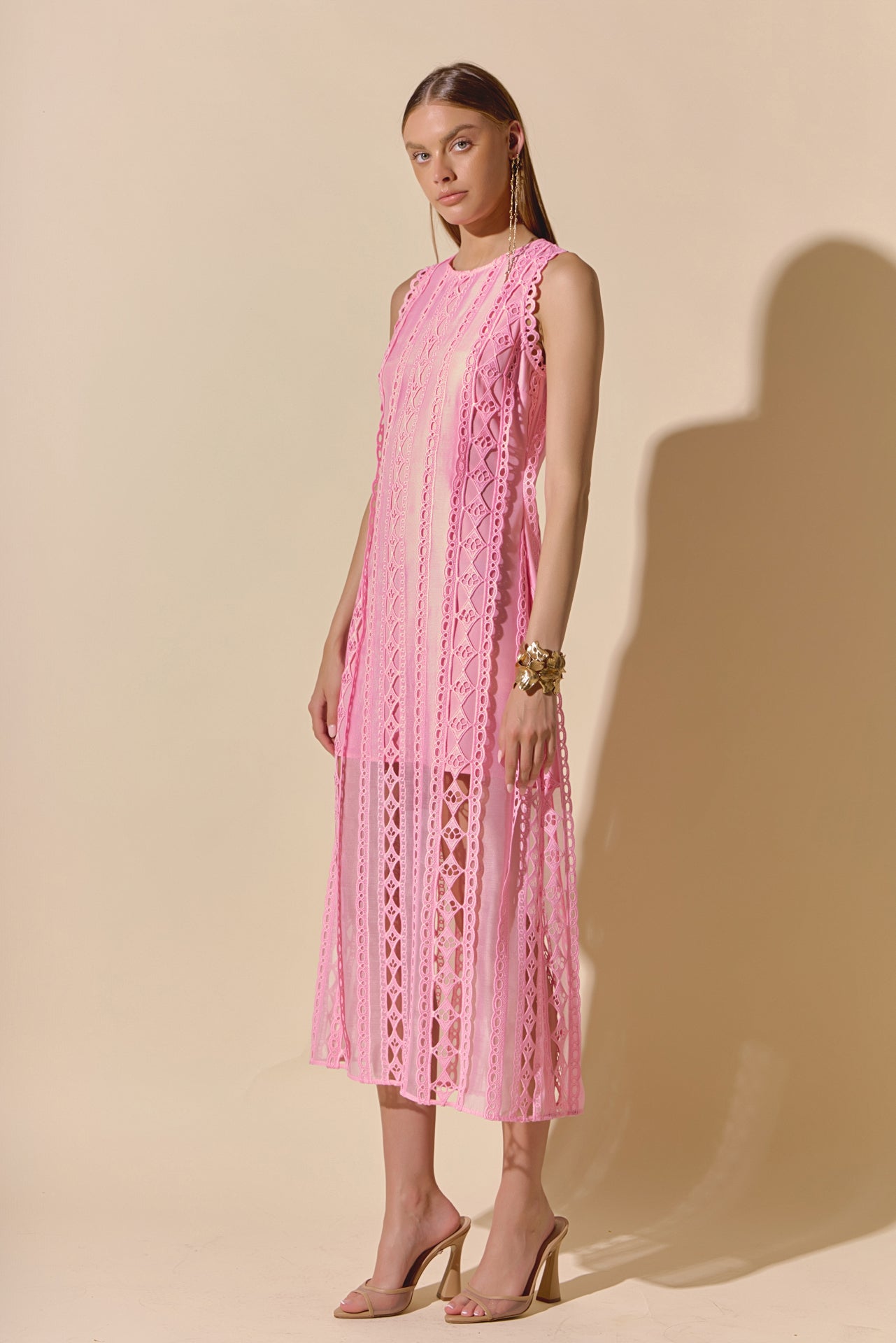 ENDLESS ROSE - Lace Tiered Midi Dress - DRESSES available at Objectrare