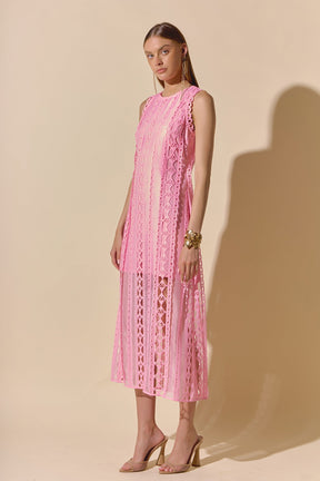 ENDLESS ROSE - Lace Tiered Midi Dress - DRESSES available at Objectrare