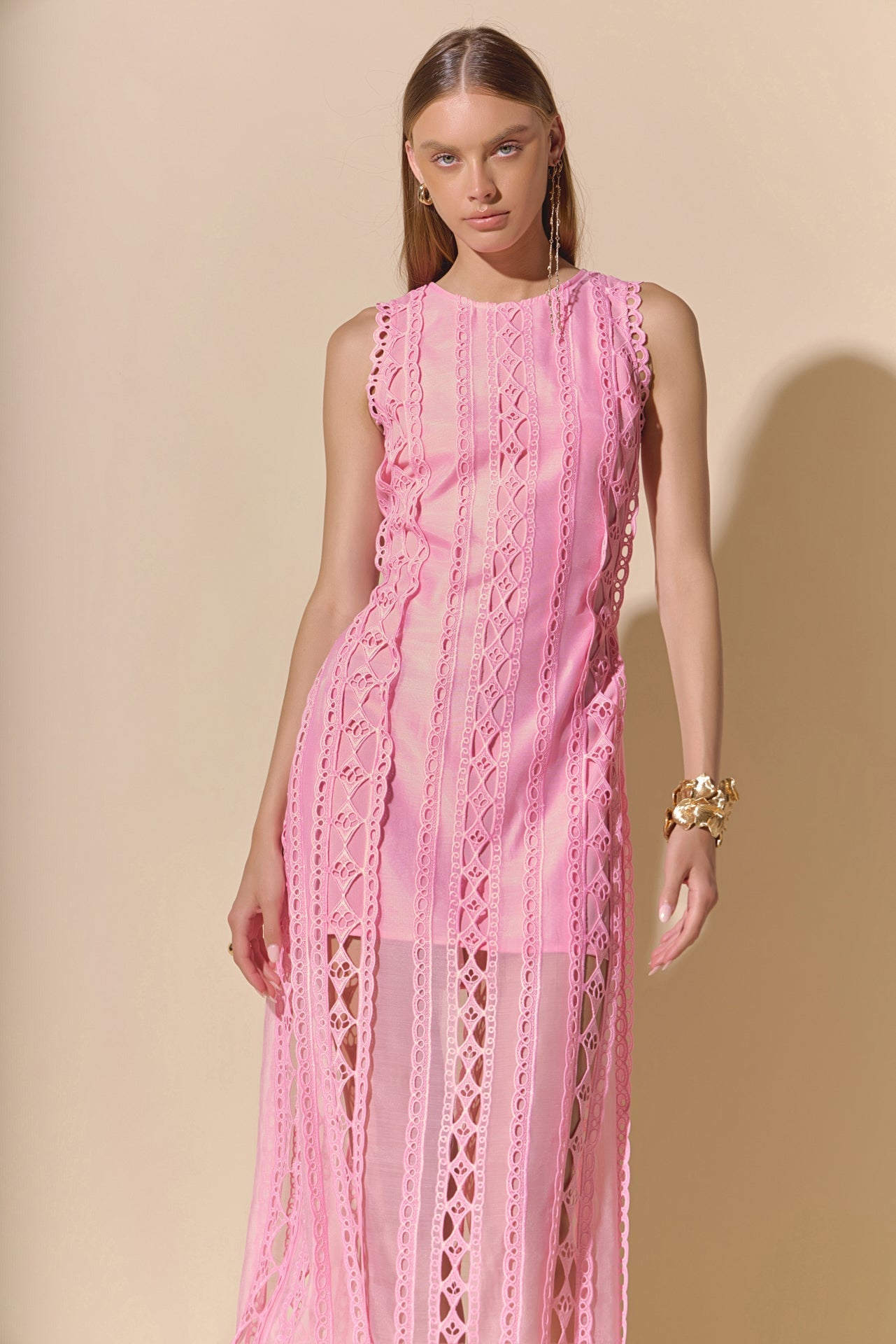 ENDLESS ROSE - Lace Tiered Midi Dress - DRESSES available at Objectrare