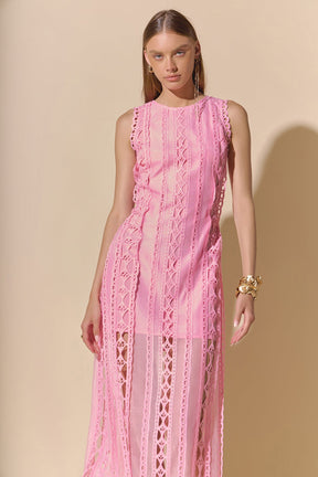 ENDLESS ROSE - Lace Tiered Midi Dress - DRESSES available at Objectrare