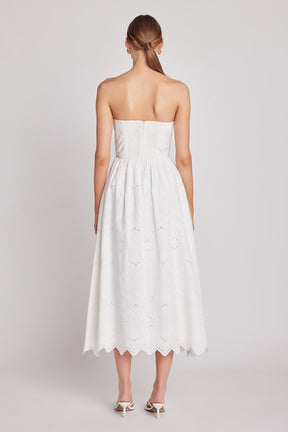 ENDLESS ROSE - Evangeline Eyelet Strapless Maxi Dress - DRESSES available at Objectrare