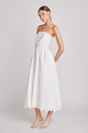 ENDLESS ROSE - Evangeline Eyelet Strapless Maxi Dress - DRESSES available at Objectrare