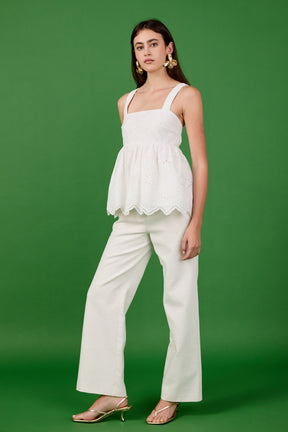 ENDLESS ROSE - Evangeline Eyelet Scallop Sleeveless Top - TOPS available at Objectrare