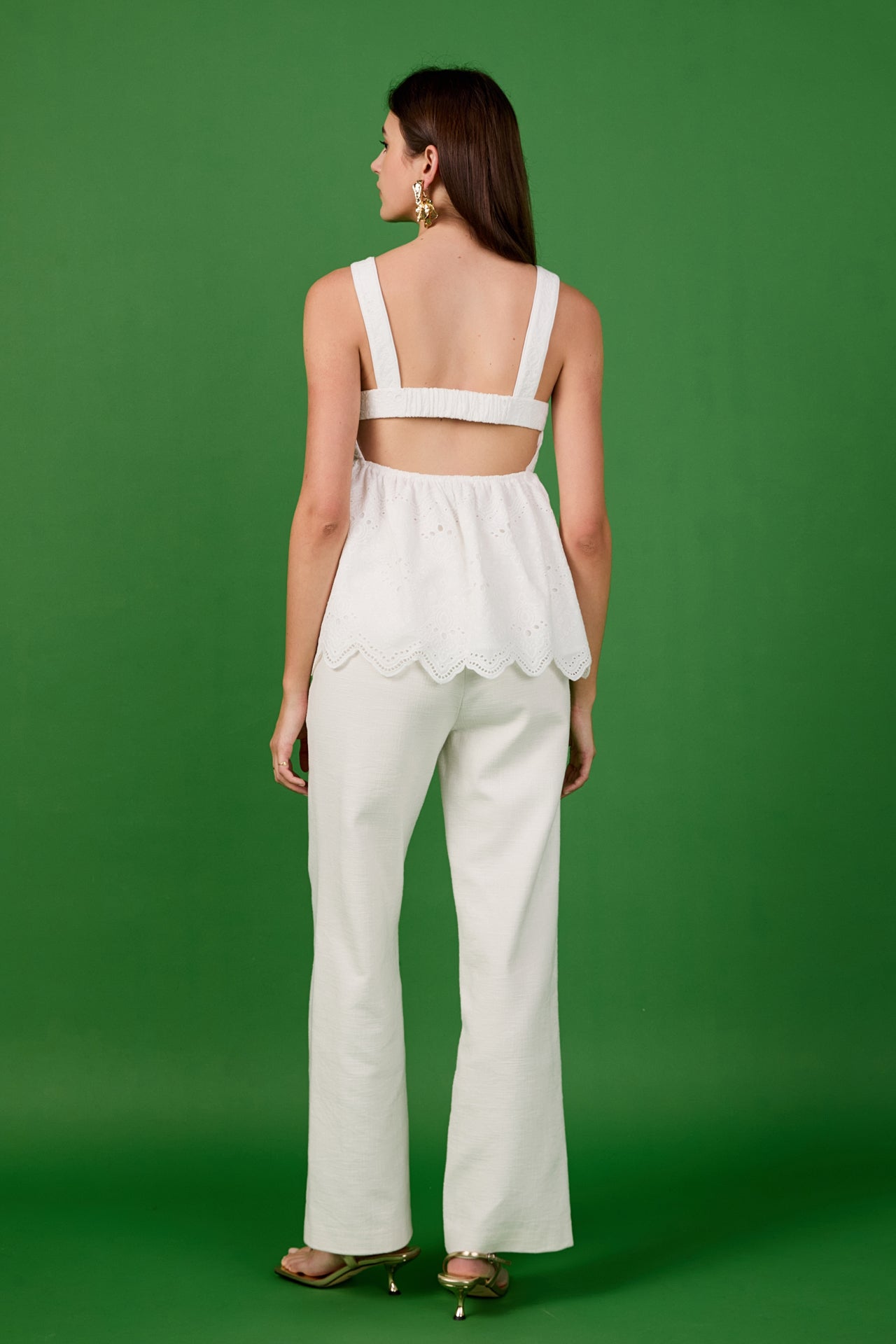 ENDLESS ROSE - Evangeline Eyelet Scallop Sleeveless Top - TOPS available at Objectrare