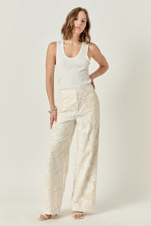 ENDLESS ROSE - Floral Embroidered Relaxed Pants - PANTS available at Objectrare