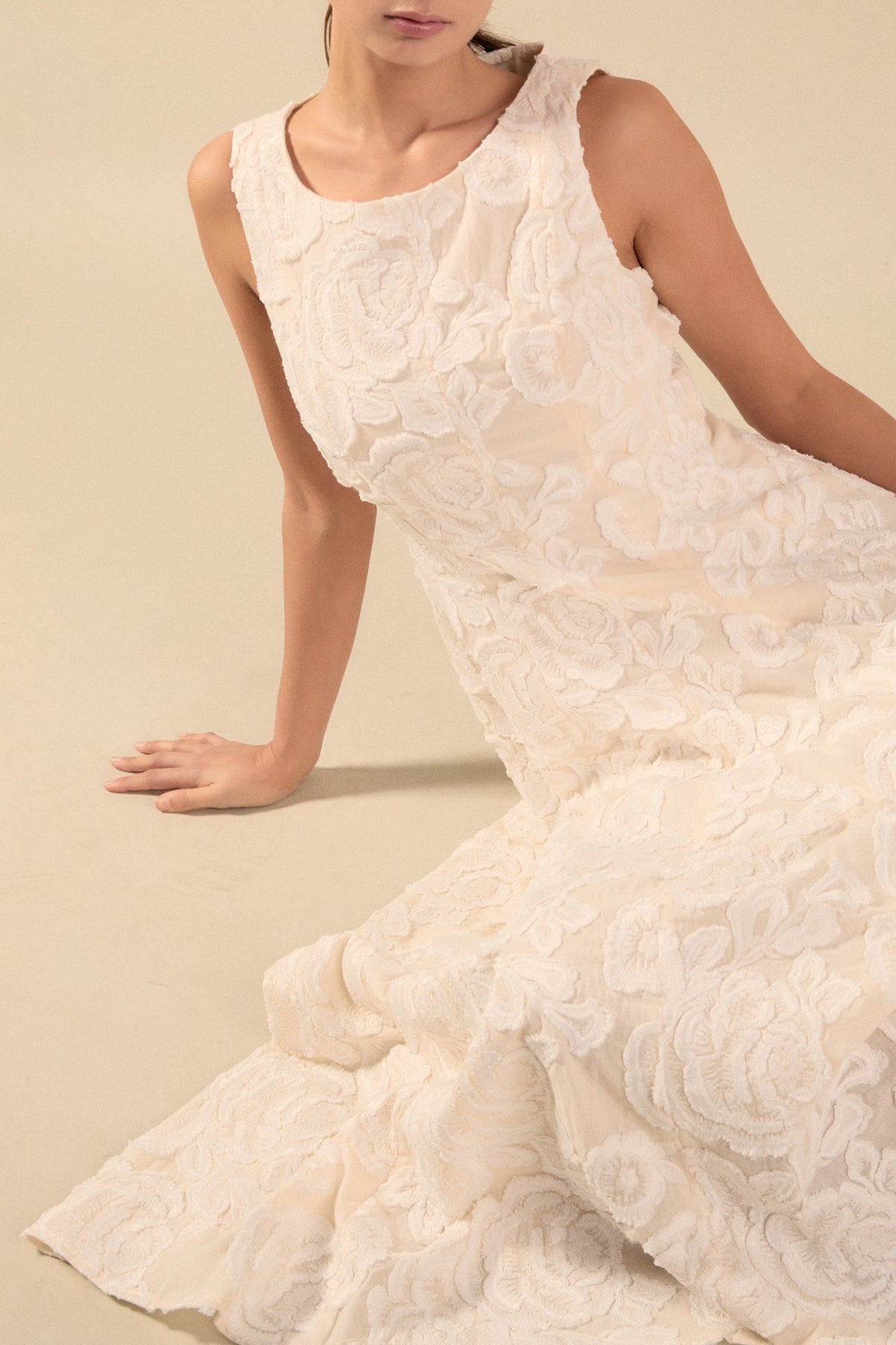 ENDLESS ROSE - Denali Floral Embroidered Sleeveless Midi Dress - DRESSES available at Objectrare