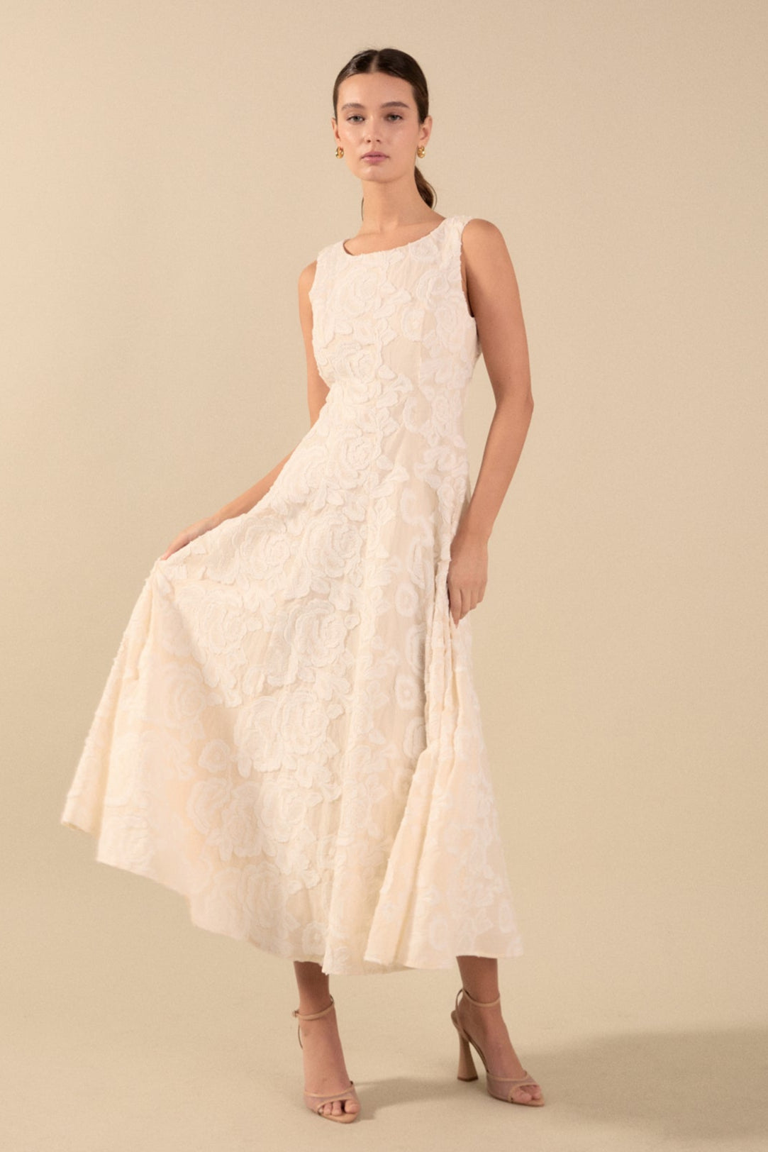 ENDLESS ROSE - Denali Floral Embroidered Sleeveless Midi Dress - DRESSES available at Objectrare