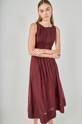 Annabelle Organza Pintuck Sleeveless Midi Dress