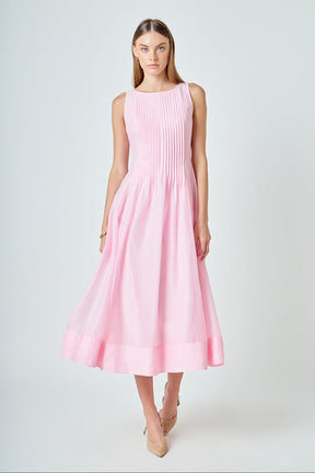 ENDLESS ROSE - Annabelle Organza Pintuck Sleeveless Midi Dress - DRESSES available at Objectrare