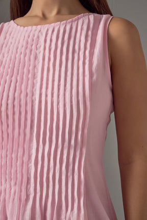 ENDLESS ROSE - Annabelle Organza Pintuck Sleeveless Midi Dress - DRESSES available at Objectrare