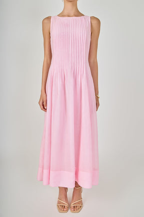 ENDLESS ROSE - Annabelle Organza Pintuck Sleeveless Midi Dress - DRESSES available at Objectrare