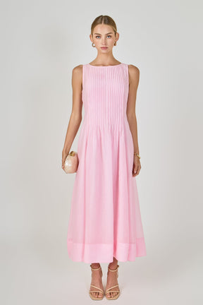 ENDLESS ROSE - Annabelle Organza Pintuck Sleeveless Midi Dress - DRESSES available at Objectrare