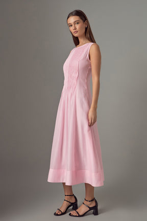 ENDLESS ROSE - Annabelle Organza Pintuck Sleeveless Midi Dress - DRESSES available at Objectrare