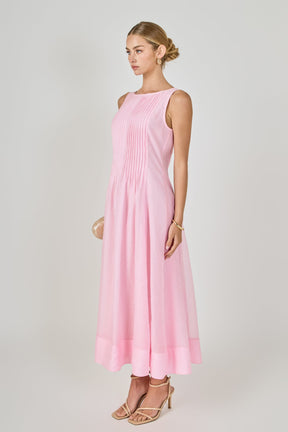 ENDLESS ROSE - Annabelle Organza Pintuck Sleeveless Midi Dress - DRESSES available at Objectrare