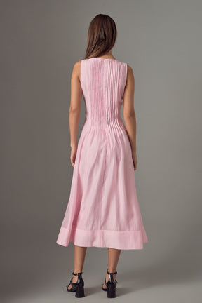 ENDLESS ROSE - Annabelle Organza Pintuck Sleeveless Midi Dress - DRESSES available at Objectrare