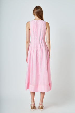 ENDLESS ROSE - Annabelle Organza Pintuck Sleeveless Midi Dress - DRESSES available at Objectrare