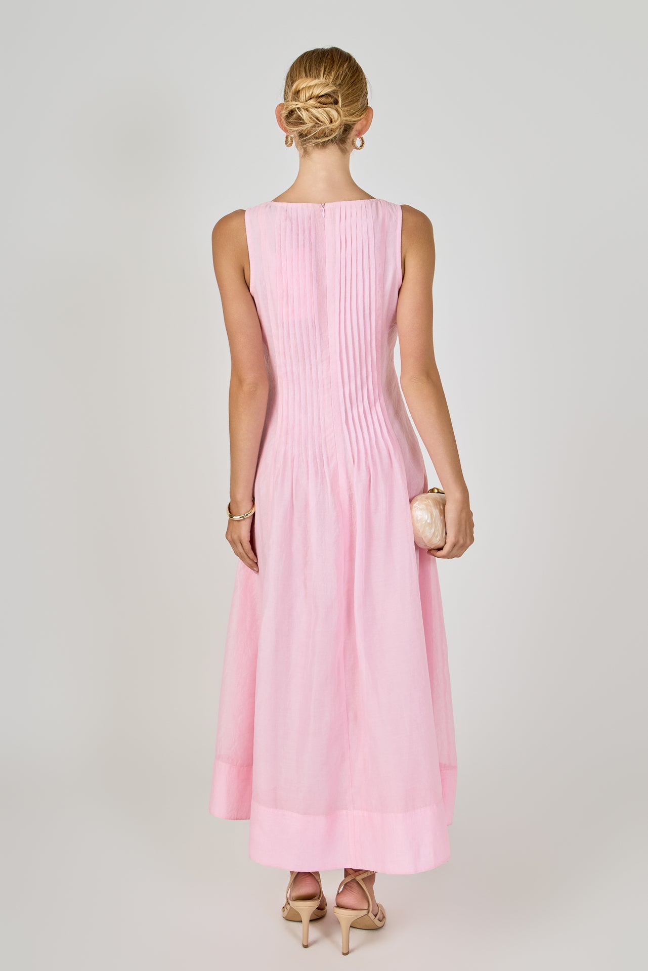 ENDLESS ROSE - Annabelle Organza Pintuck Sleeveless Midi Dress - DRESSES available at Objectrare