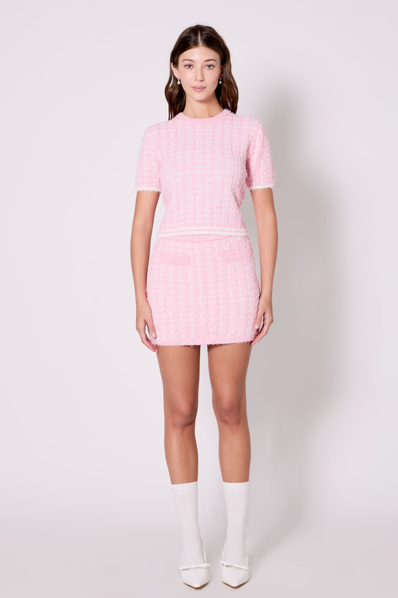 ENDLESS ROSE - Endless Rose - Check Knit Mini Skirt - SKIRTS available at Objectrare