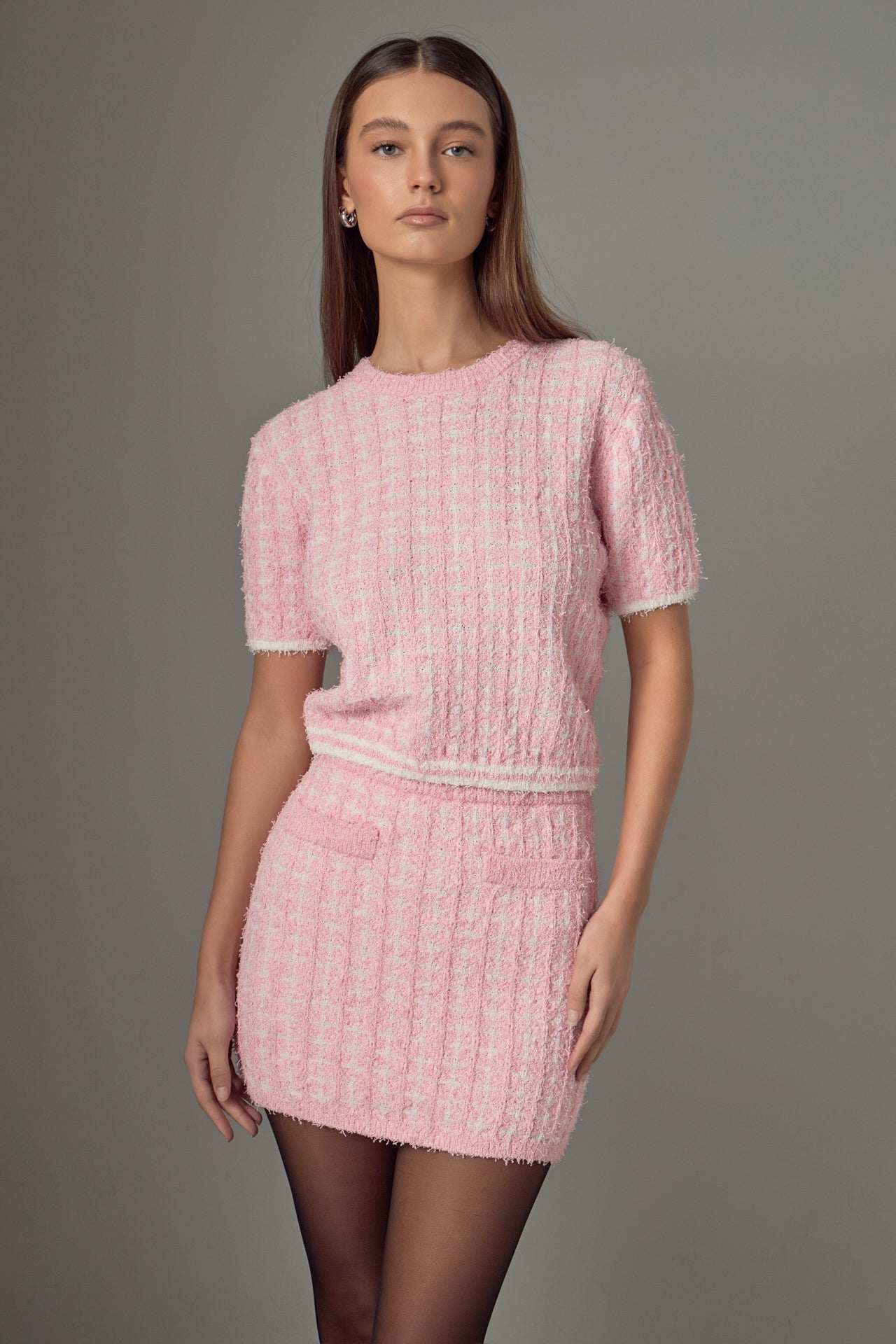 ENDLESS ROSE - Check Knit Mini Skirt - SKIRTS available at Objectrare