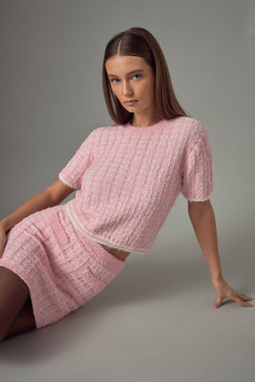 ENDLESS ROSE - Endless Rose - Check Knit Mini Skirt - SKIRTS available at Objectrare