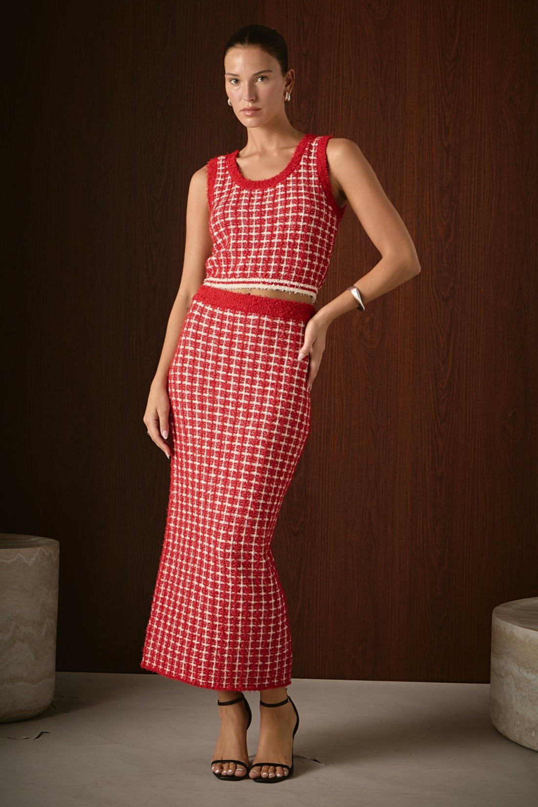 Check Maxi Skirt