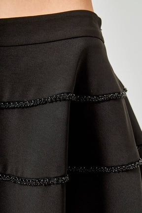 ENDLESS ROSE - Pearl Trim Circle Skirt - SKIRTS available at Objectrare