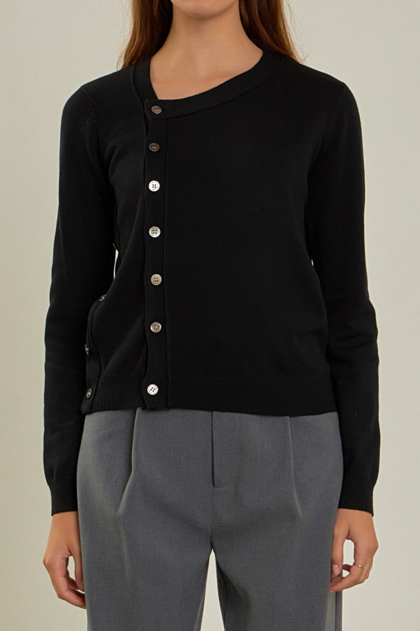 Knit Cardigan with Cross Over Buttons