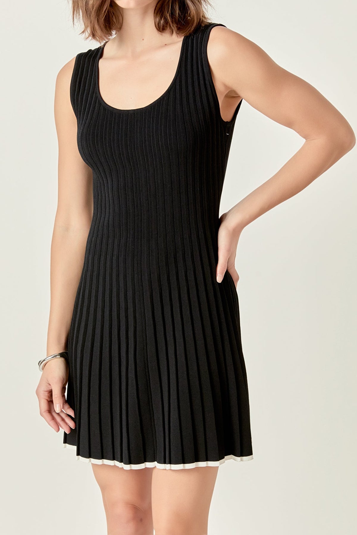 ENDLESS ROSE - Sloane Contrast Ribbed Knit Mini Dress - DRESSES available at Objectrare