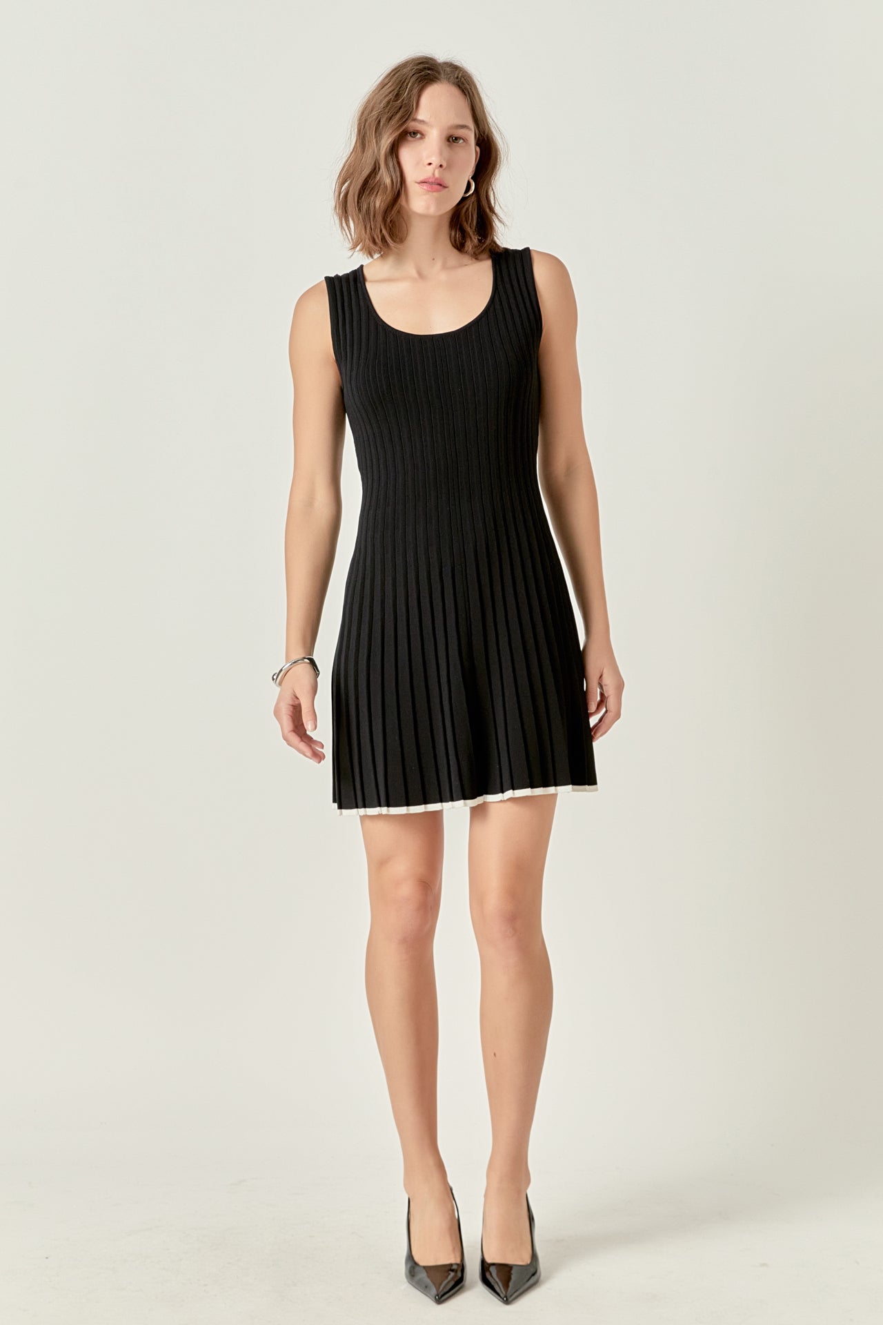 Endless Rose - Sloane Contrast Ribbed Knit Mini Dress BLACK/WHITE / L Endless Rose - Sloane Contrast Ribbed Knit Mini Dress BLACK/WHITE / L