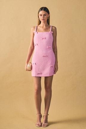 ENDLESS ROSE - Gracie Bow Embellished Sleeveless Mini Dress - DRESSES available at Objectrare