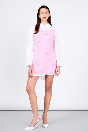 ENDLESS ROSE - Gracie Bow Embellished Sleeveless Mini Dress - DRESSES available at Objectrare