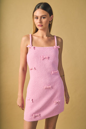 ENDLESS ROSE - Gracie Bow Embellished Sleeveless Mini Dress - DRESSES available at Objectrare