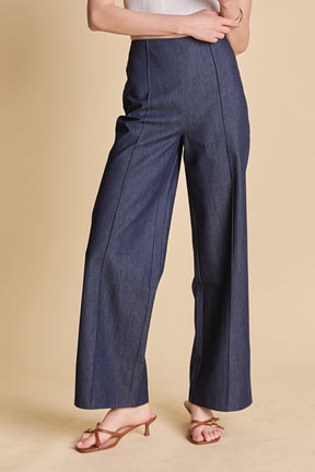 ENDLESS ROSE - Fitted Creased Pants - DENIM available at Objectrare